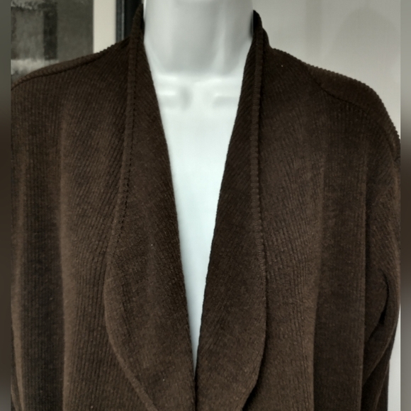Rafaella Open Front Cardigan 3/4 Sleeve Brown Sweater Size Large GUC - Picture 3 of 5